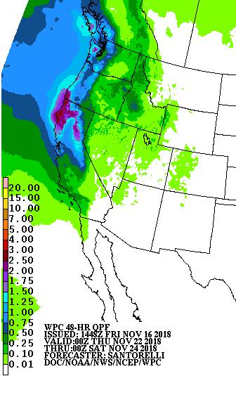 75 to 3 inches) to Northern California and portions of Coastal SoCal on 22-24 Nov.
