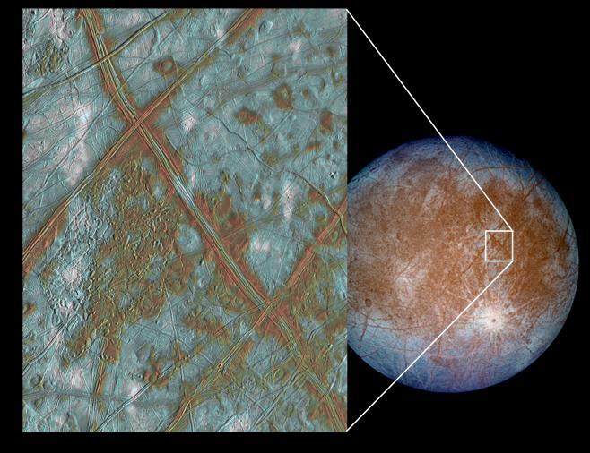 Europa Blocks which are thought to have broken apart and