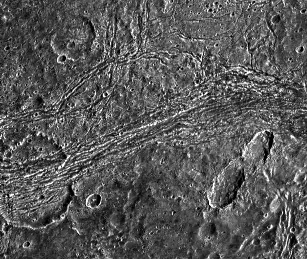 Ganymede Tectonics Ejectafilled impact crater