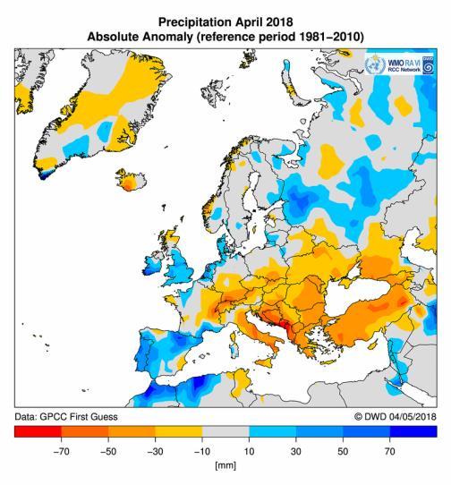 and southern Italy, Greece, Turkey and eastern Syria were very dry with less than 10mm (fig. 3.2).