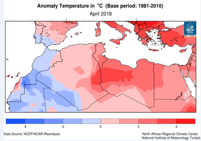 The land mean temperature of North Africa region was the 7 th highest since 1980, at 0.9 C above the normal 1981-2010.The warming rate is about +0.41 C per decade. Figure 4.