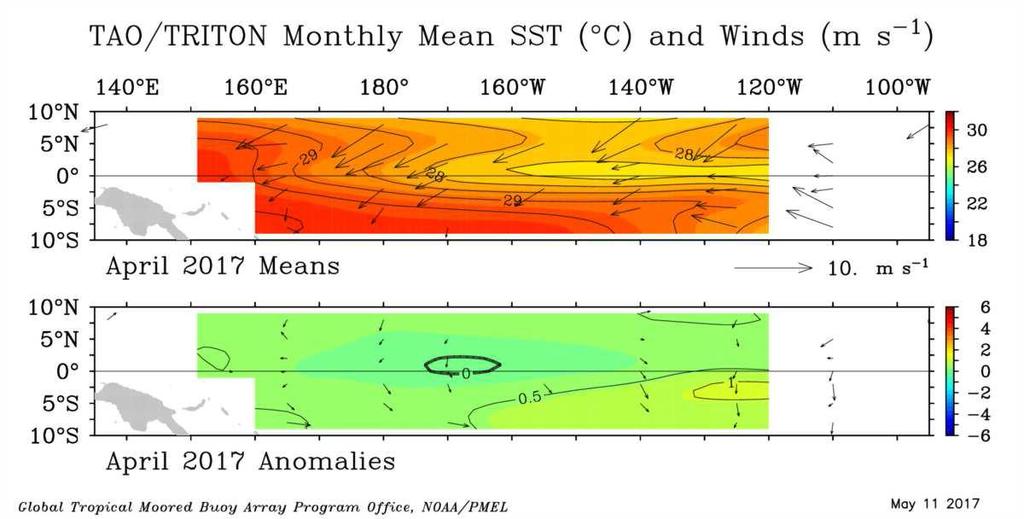 anomalies over the Equatorial Pacific from TAO/TRITON.