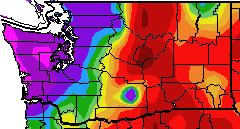 Western WA received above normal precipitation for the month, with majority of the area receiving 130-175% of normal.