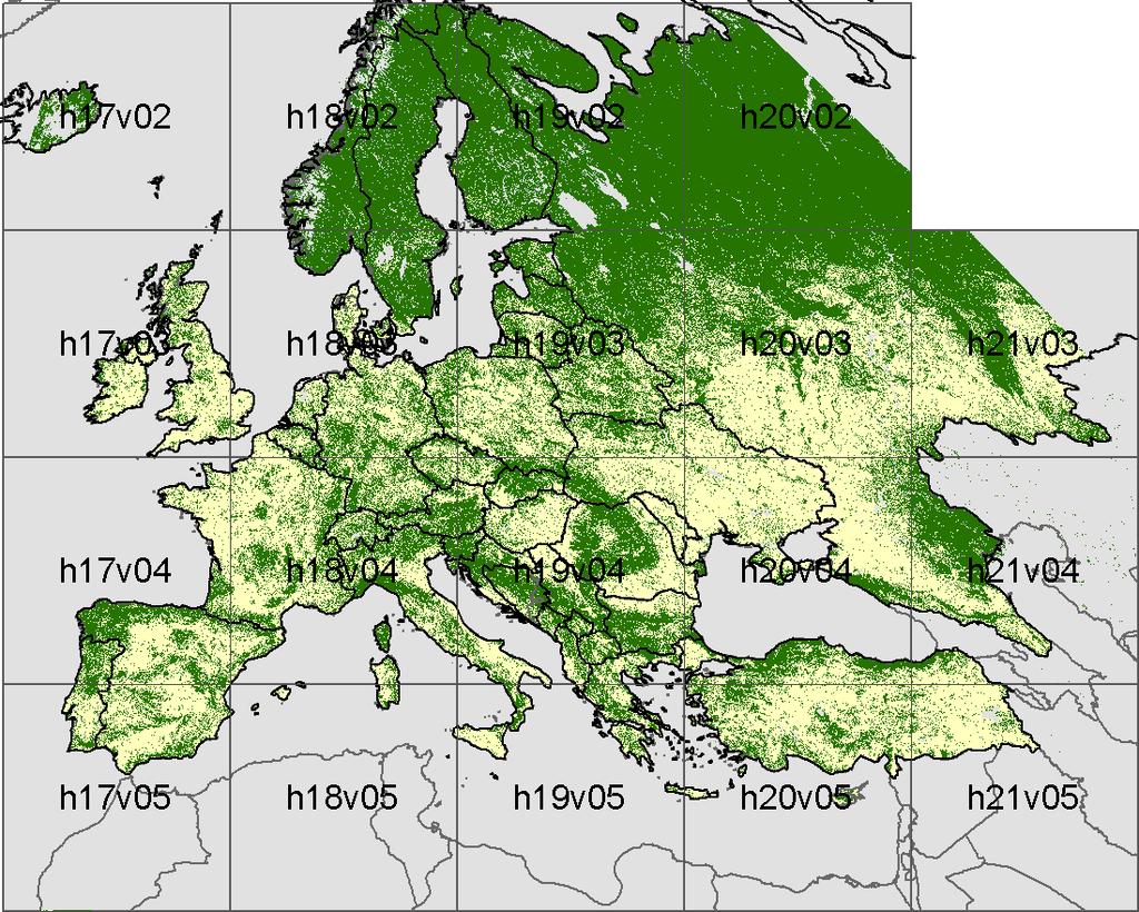 European LUI mapping Agricultural extent from GlobCorine 2005 MODIS Terra/Aqua NDVI, MODIS LST and MODIS water mask 46 yearly composites over 13 years Forest/ non-arable land agricultural land