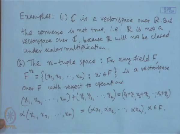 (Refer Slide Time: 08:48) Next, we will have some example of vector spaces.
