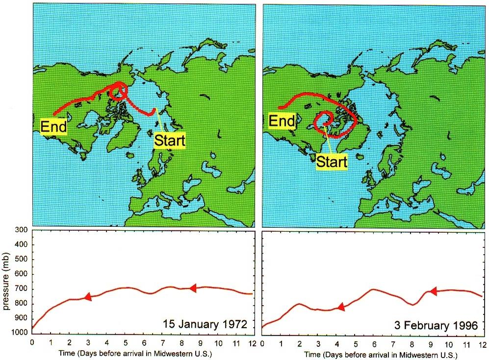 Origins of the Arctic Air Mass Channeling Effect: cold air follows a track just east of the Rokies; Subsidence