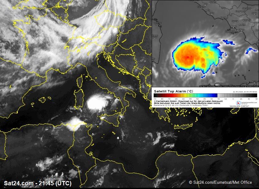 Tropical Storm Otilie 15 Figure 6. Infrared and cloud top temperature satellite images from Otilie at 2145 UTC 21 September.