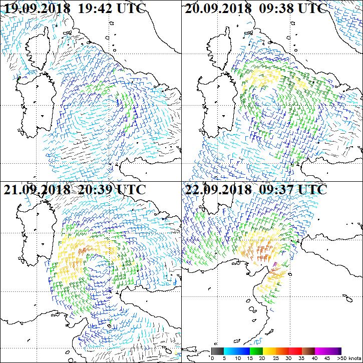 Tropical Storm Otilie 17 Figure 8. Satellite-based wind data from ASCAT-A and ASCAT-B sensors from Otilie between 19-22 September.