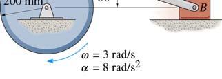 GROUP PROBLEM SOLVING Given: The disk is rotating with = 3 rad/s, = 8 rad/s 2 at this instant. Find: The acceleration at point B, and the angular velocity and acceleration of link AB.