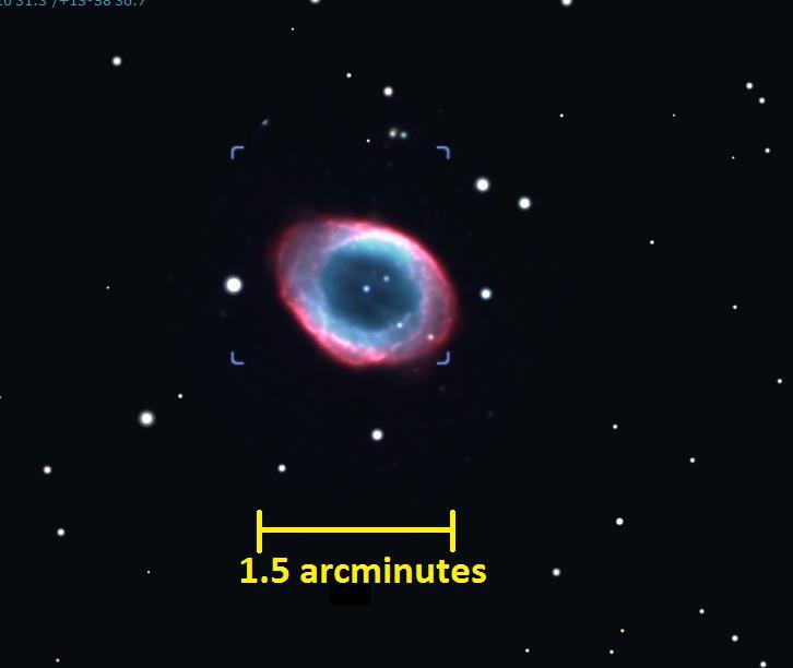 The Moon Messier 57 (NGC 6720); The Ring Nebula The moon is about half a degree in apparent diameter when observed from the Earth; this is