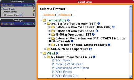 the application from a list of available products Select parameters temporal,