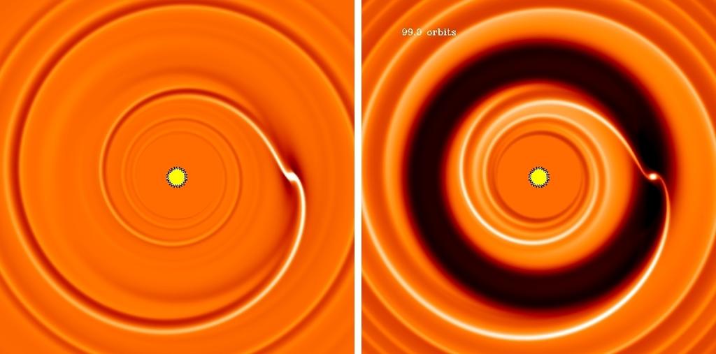 GAP OPENING In ~100 orbits, a giant planet of a Jupiter mass repels