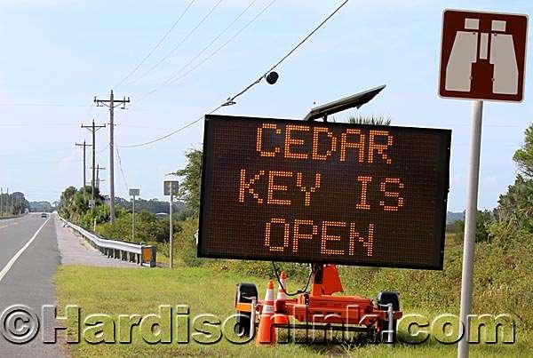 As this sign shows Cedar Key is Open.