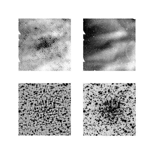 Palomar 6 20 Fig. 2. The upper left panel is the sky-flat generated from the Palomar 6 object frames and the upper right panel is the master sky-flat generated from the standard star frames.