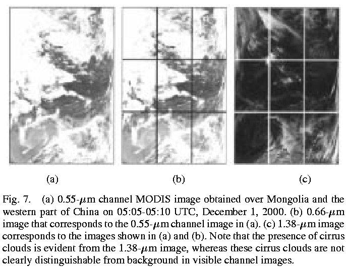 Retrieval process of cirrus clouds from MODIS/Terra 5 Retrieval method of cirrus clouds from the 1.38μm m spectral band of MODIS [cf. Gao et al.