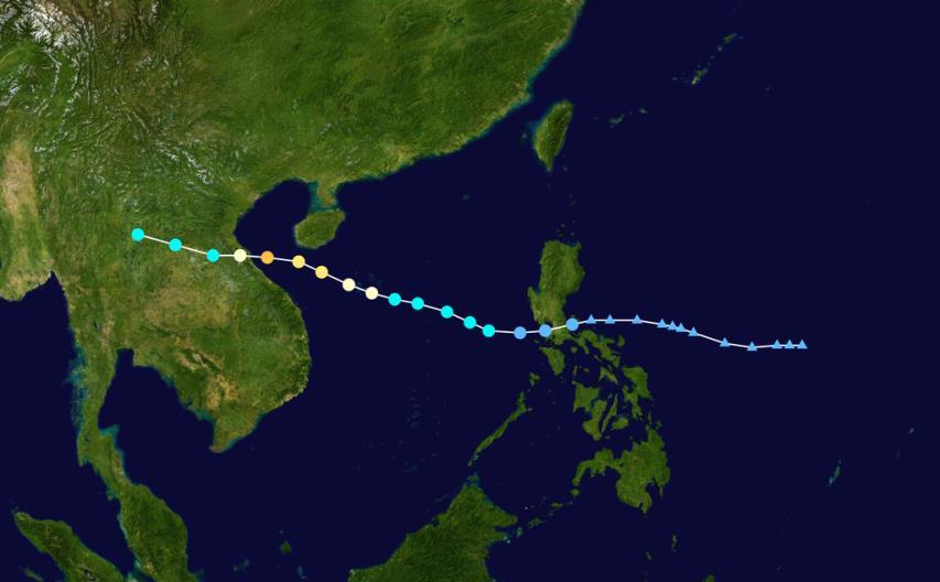Best Track of TY DOKSURI (1719) (4) Tropical Depression 23W Early on October 7, a tropical depression 23W formed to the west of the Philippines and moved northwestward over South China Sea, on 10