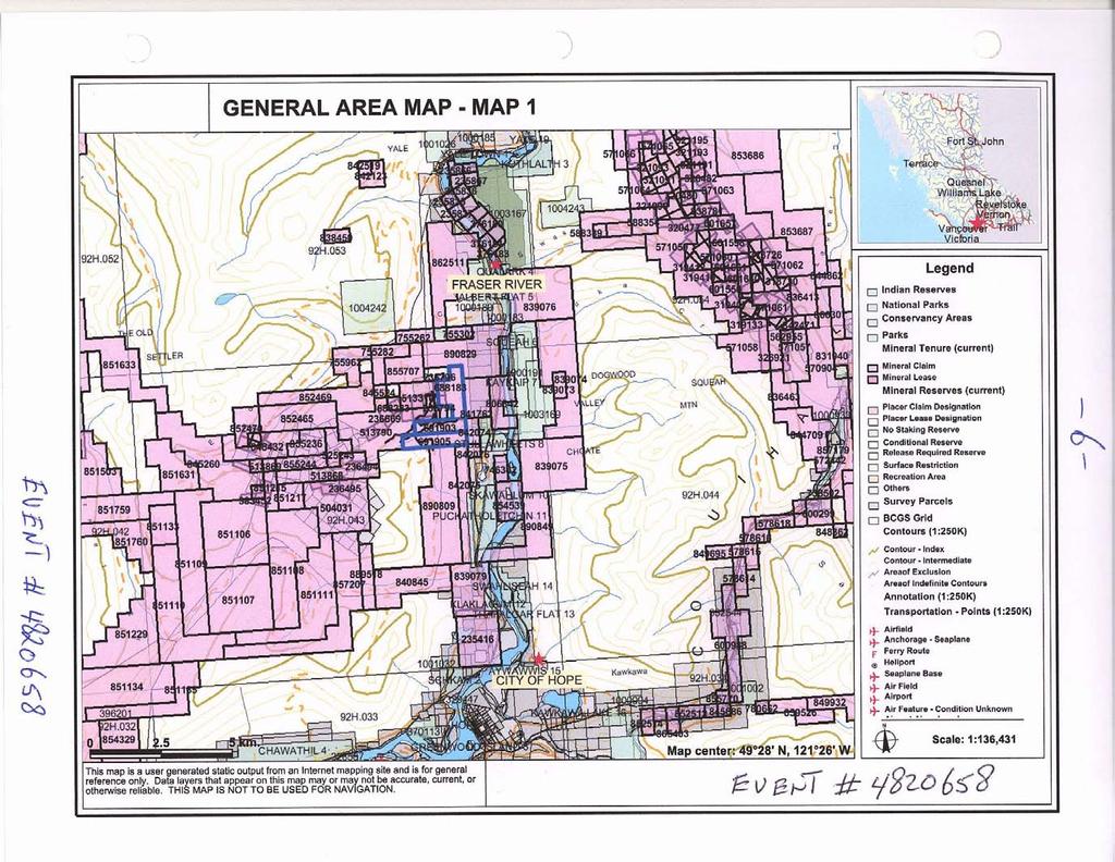 GENERAL AREA MAP - MAP 1 John Quesnel Williarns. Lake. Revetstoke Vicforia o This map is a user generated static output from an Internet mapping site and is for general reference only.