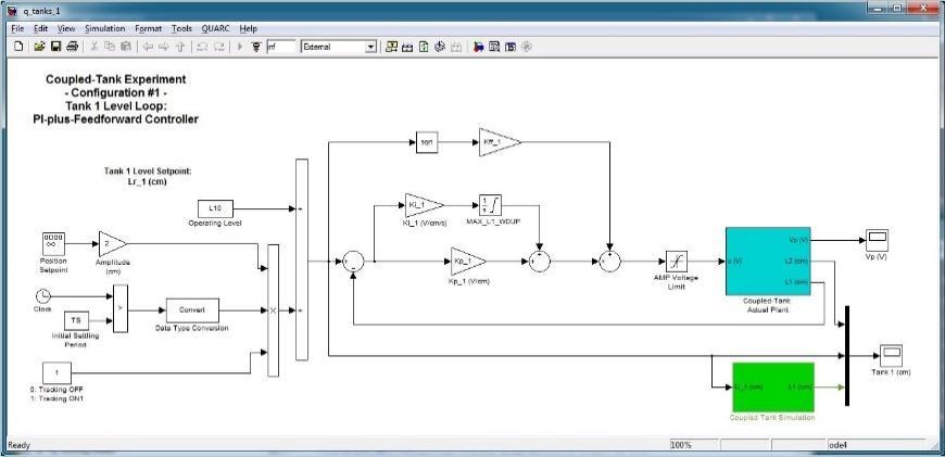 The q_tanks_1 Simulink diagram shown in Figure 3.6 is used to perform the tank 1 level control exercises in this laboratory.
