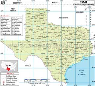 How do you locate county seat on a Texas map?