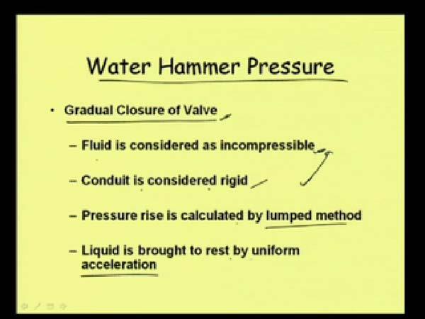 So, if that fluid is elastic, of course, in water hammer, this fluid, the water itself we need to consider as elastic, well.