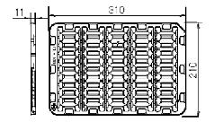 Specification sheet 8/10 7. Packing specifications (1) Primary packing An empty tray is placed on top of a four-tier tray which contain 50 pieces each.