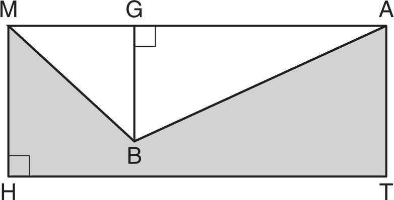22. In the diagram below, MATH is a rectangle, G = 4.6, MH = 6, and HT = 15. 25. In the accompanying diagram, the length of the diameter of circle O equals the length of a side of square ACD.