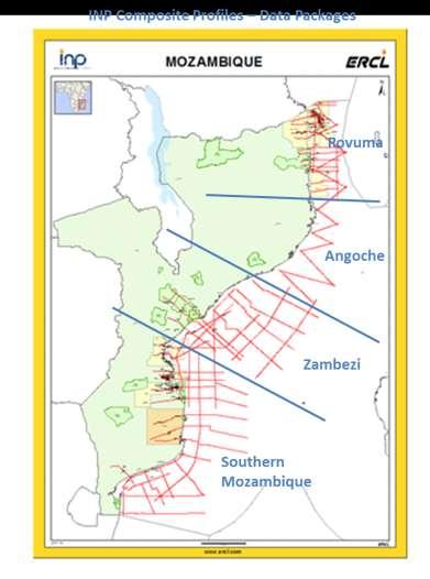MOZDA 2014 Regional Composite Lines Regional composite profiles Onshore-offshore lines, over 50 profiles and over 16,500 kms 2D seismic Provide regional Seismic Stratigraphic Framework Five regional