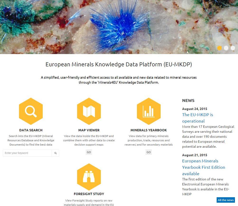 related to mineral resources through the 'Minerals4EU' Knowledge Data Platform