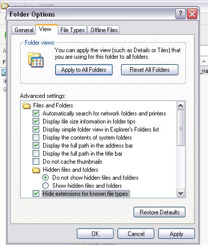 Figure 2. Showing extensions for files c. Saving i. We will save everything to your workspace 1. Z:\AClasses\Geog205\pesses\[your_name] 2. See Figure 3. 3. Create three folders inside your workspace a.