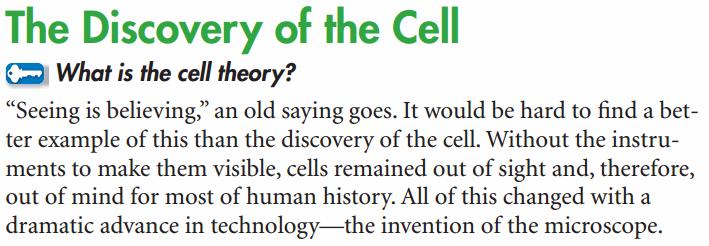 Discovery of the Cell: Did not know there