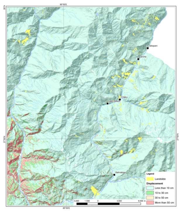 2 Newmark displacement map of the Bhote Koshi area, Sindhupalchok District