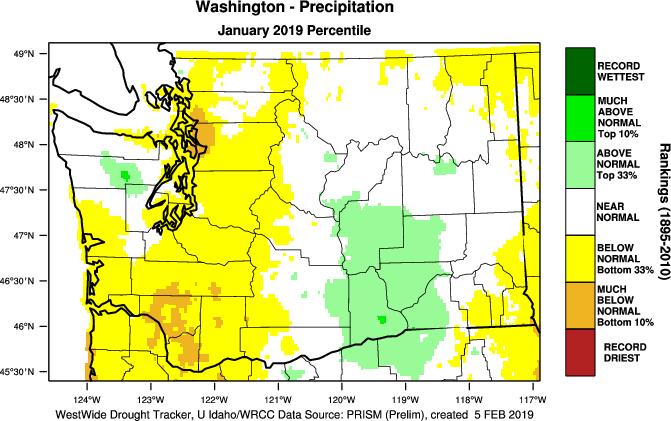 Neither of these precipitation anomalies were particularly record-breaking, with neither the dry (west) or wet (east) anomalies among the top 10% in the historical record (Figure 1).