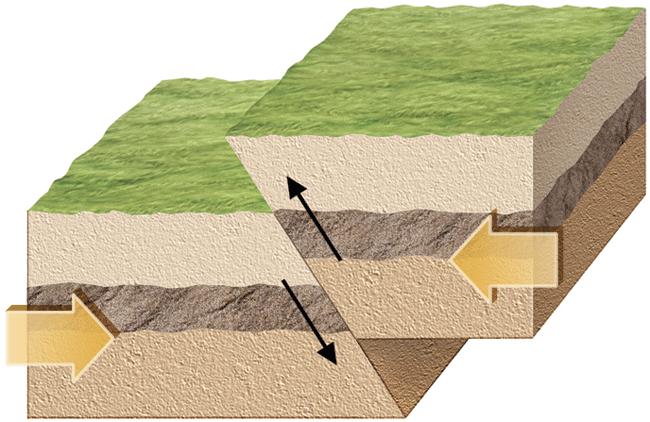 Crack Reverse faults and thrust faults are caused
