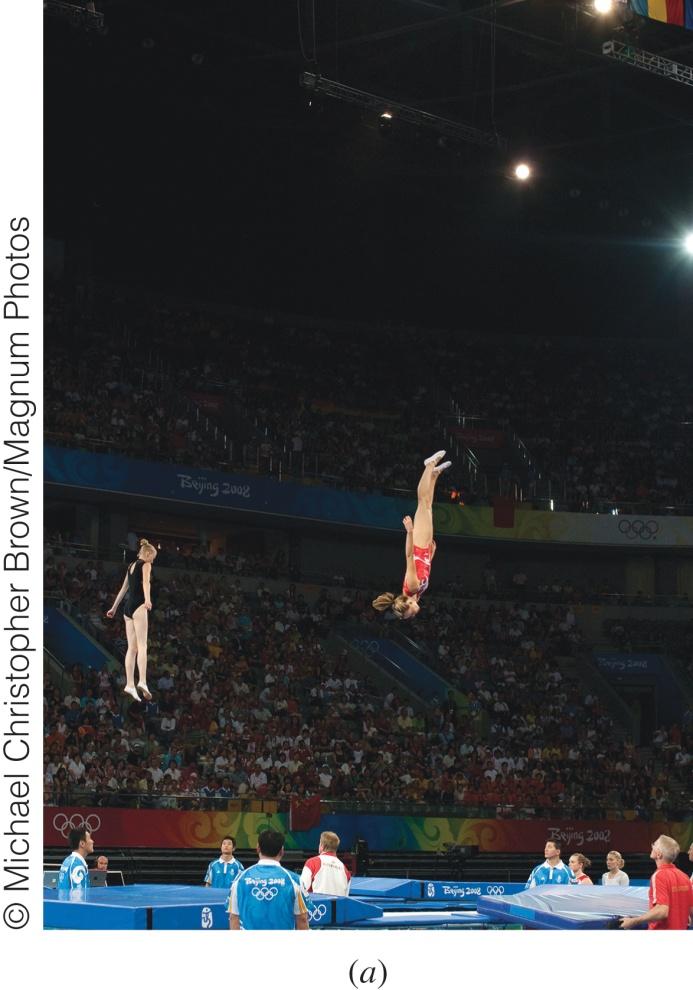 Gravitational Potential Energy Example: A Gymnast on a Trampoline The gymnast leaves the trampoline at an initial height