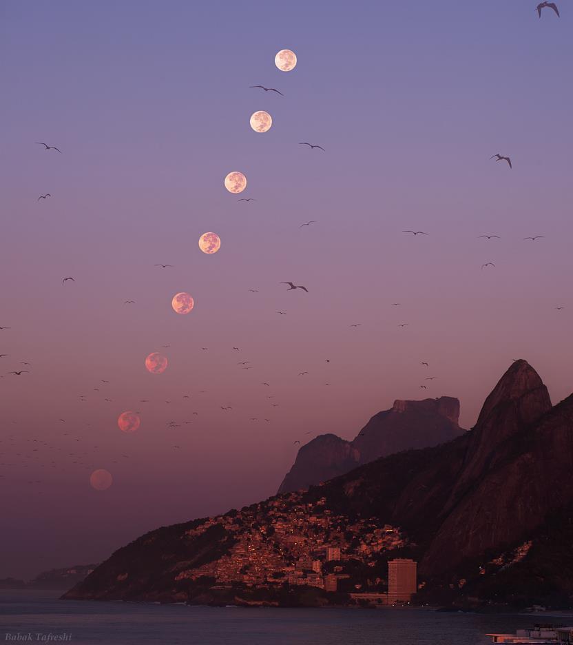 Moon setting over Rio de Janerio Pictures every 6.