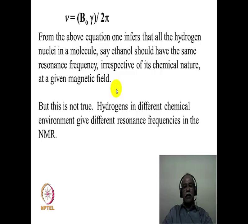 (Refer Slide Time: 22:53) Now, from the above equation; one infers that all the hydrogen nuclei must come to the same frequency.