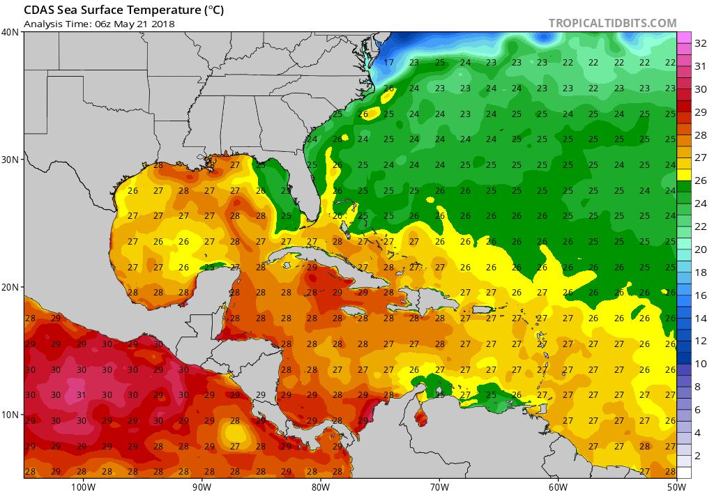 Water Temperatures 83 F 80 F 77 F Water temperatures across the northeastern Gulf of Mexico