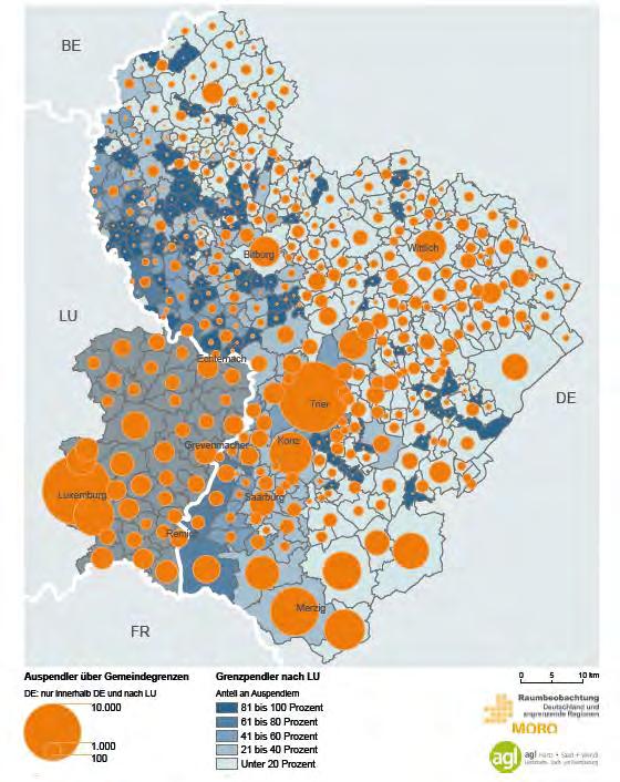 accessibility of major centers and cross-border commuting