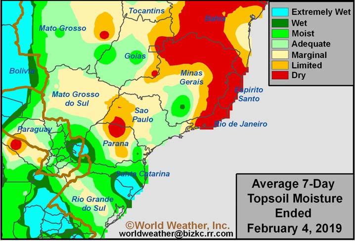PAGE 7 NE Brazil To Get Rain; Drying South (continued from Page 6) precipitation to completely reverse the moisture deficits, though the environment will be much more favorable compared to January.