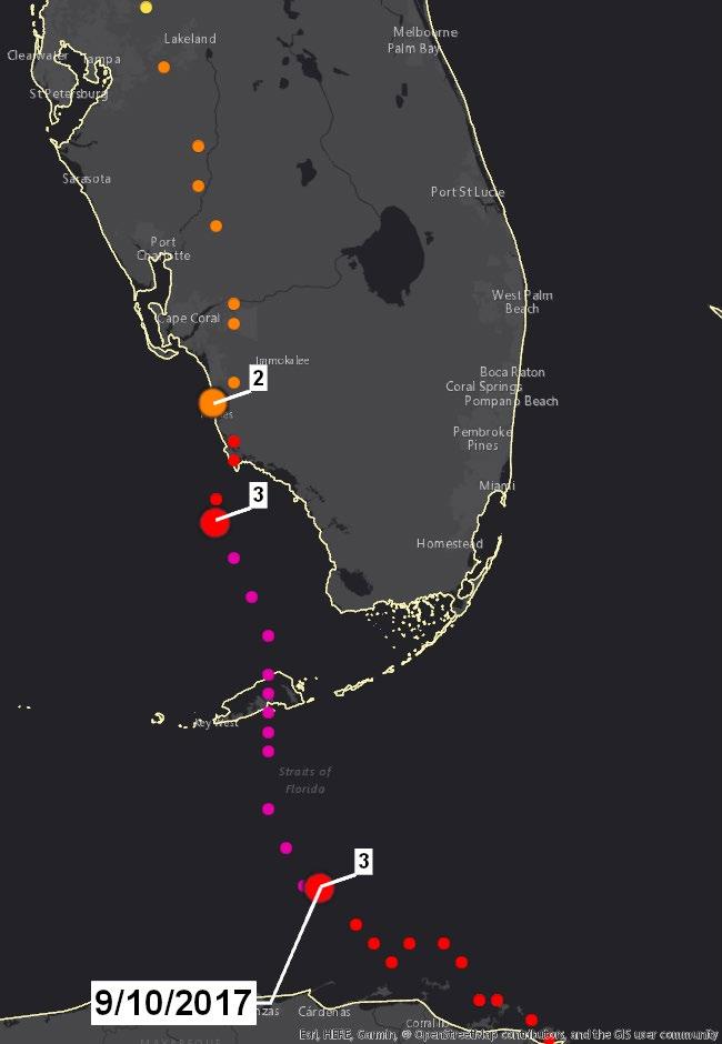 Sunday, September 10, 2017 Upgrades to a Category 4 as it makes landfall in the Florida Keys.