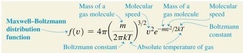 Molecular speeds The function f (v) describing the actual distribution of molecular speeds is called the Maxwell