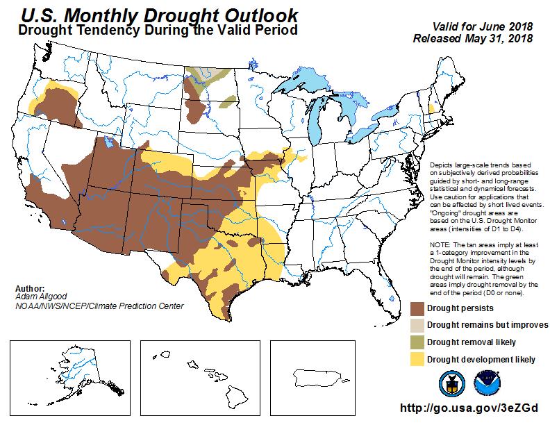 Drought conditions are expected to persist across southern, central, and western Colorado, while drought development is likely this month across the remainder of northern Colorado.