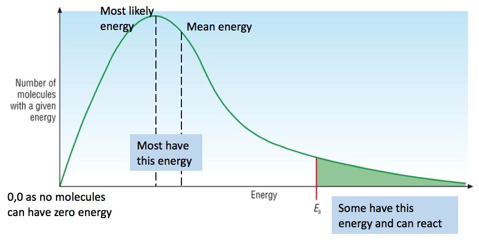 4) Increasing temperature increase reaction rate: Increasing the temperature means more particles have energy > activation energy.
