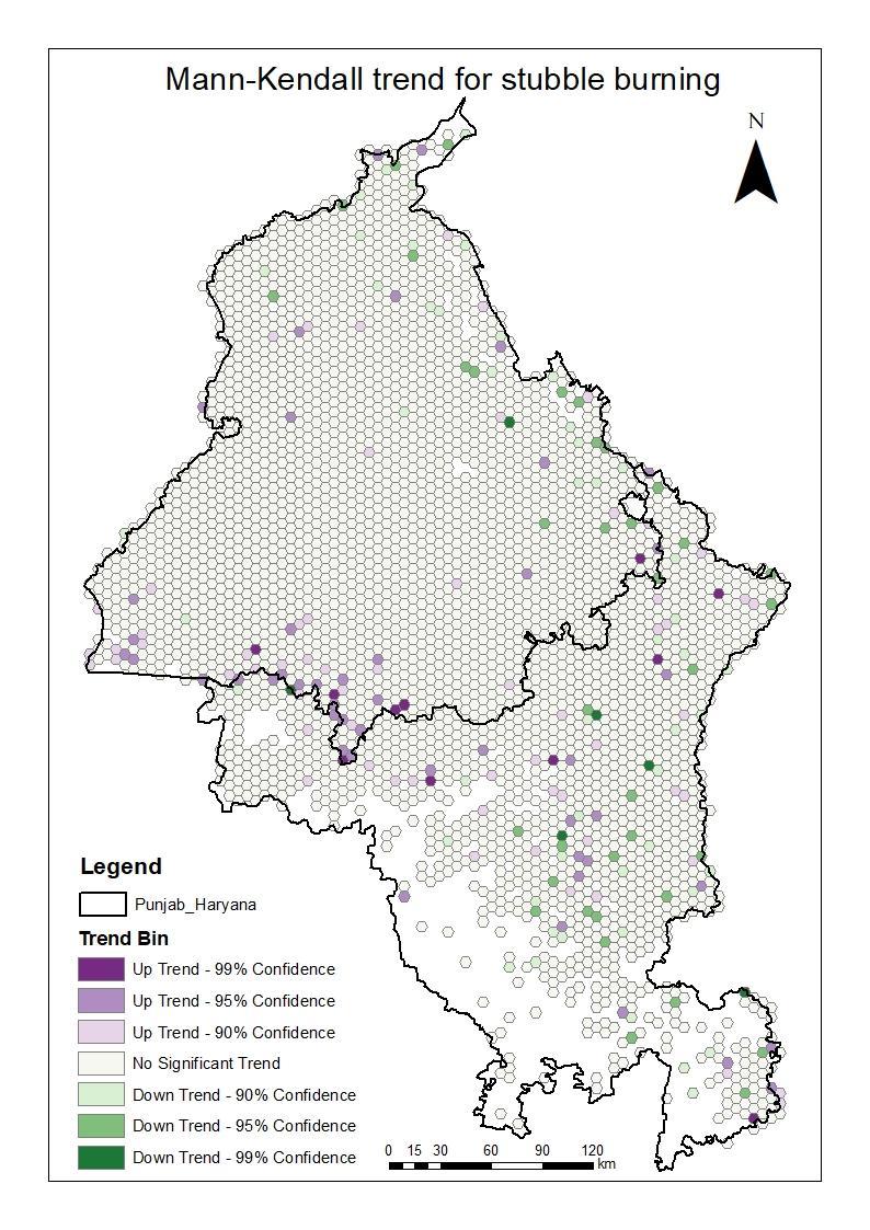 (Pg. 11520-11530) 11527 Fig:07 Trend of the number of fire cases due to stubble burning (2012-2017) (source author) The emerging hot spot analysis takes into account both consistency and intensity