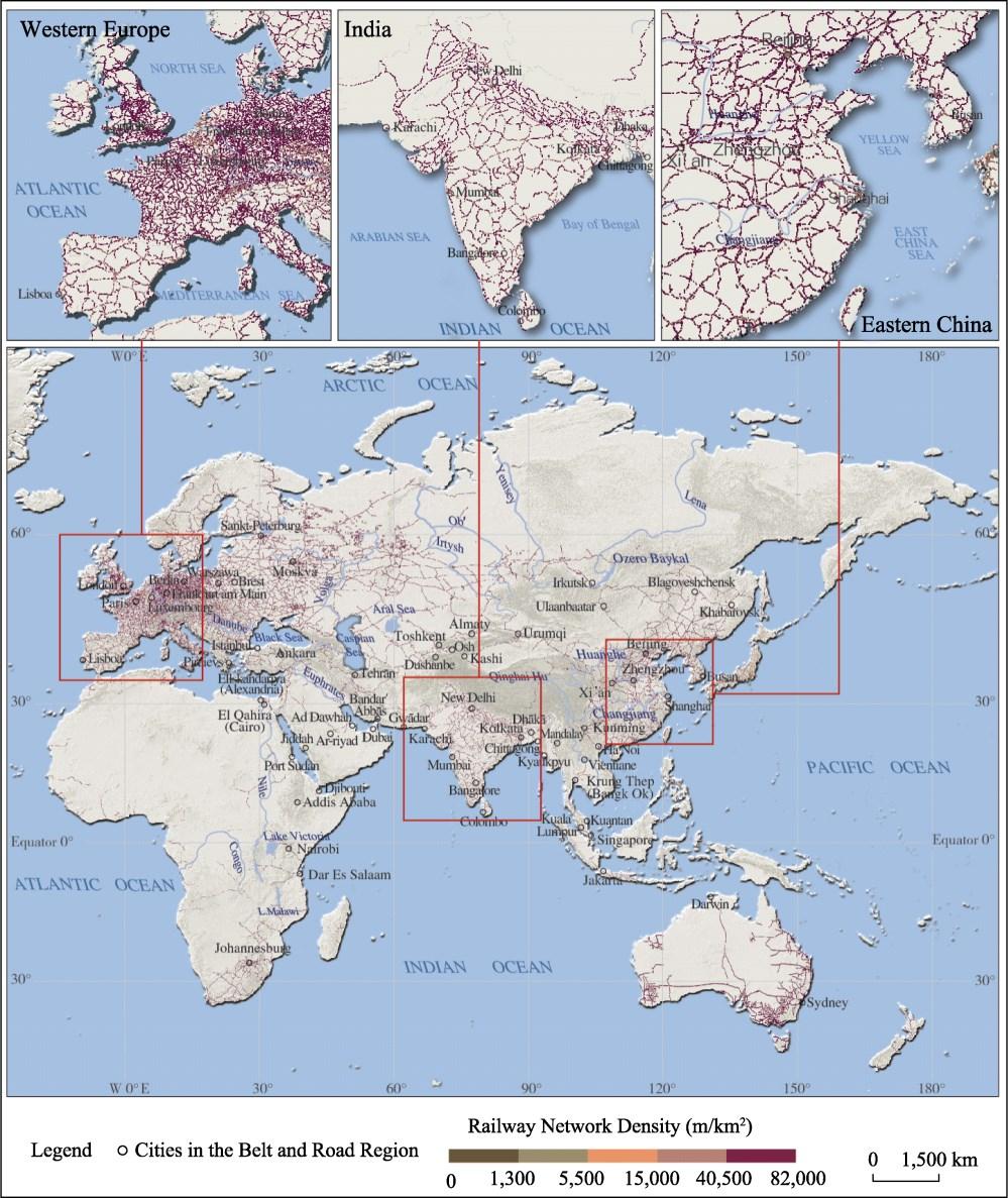 406 Journal of Global Change Data & Discovery network density was named Asia_railway, Europe_railway, Africa_railway and Australia_railway.