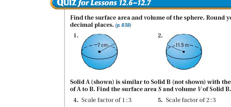 10. Find the surface area and volume.