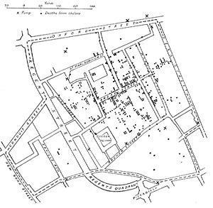 Background of GIS 1854 John Snow depicted a cholera outbreak in London, each point representing individual cases Removal of the pump handle led to a rapid decline of cholera, helping the medical