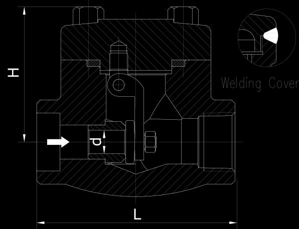 DIMENSIONS AND WEIGHTS (Check Valve - Swing Type ) CL00 Bolt Cover (BC)/ Welding Cover (WC) Reduce Port (RP)/Full Port (FP) R.P / / -/ -/ -/ F.