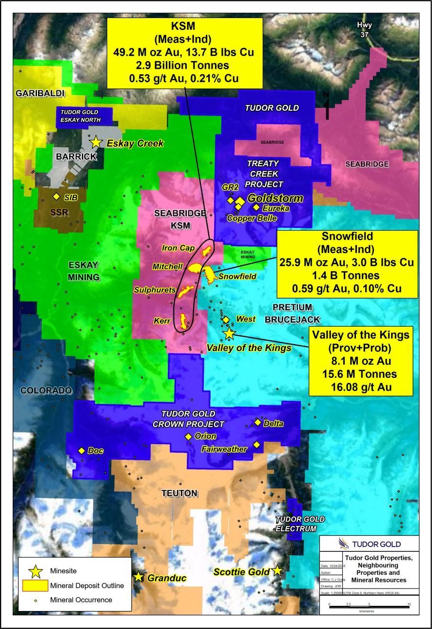 Wealthy Neighbours with Similar Geology Tudor s properties border on the largest undeveloped gold/copper resources in the world Adjacent deposits contain 83.2 million oz Gold & 16.