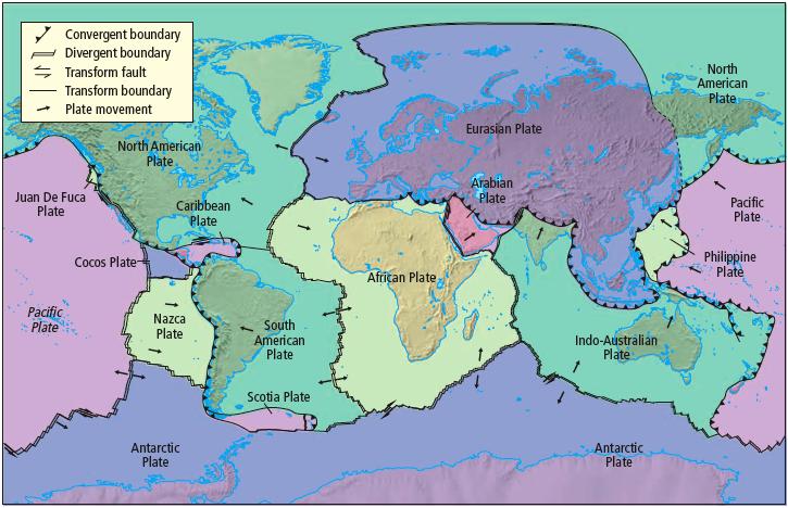 Plate Interactions Map Tectonic plate boundaries,
